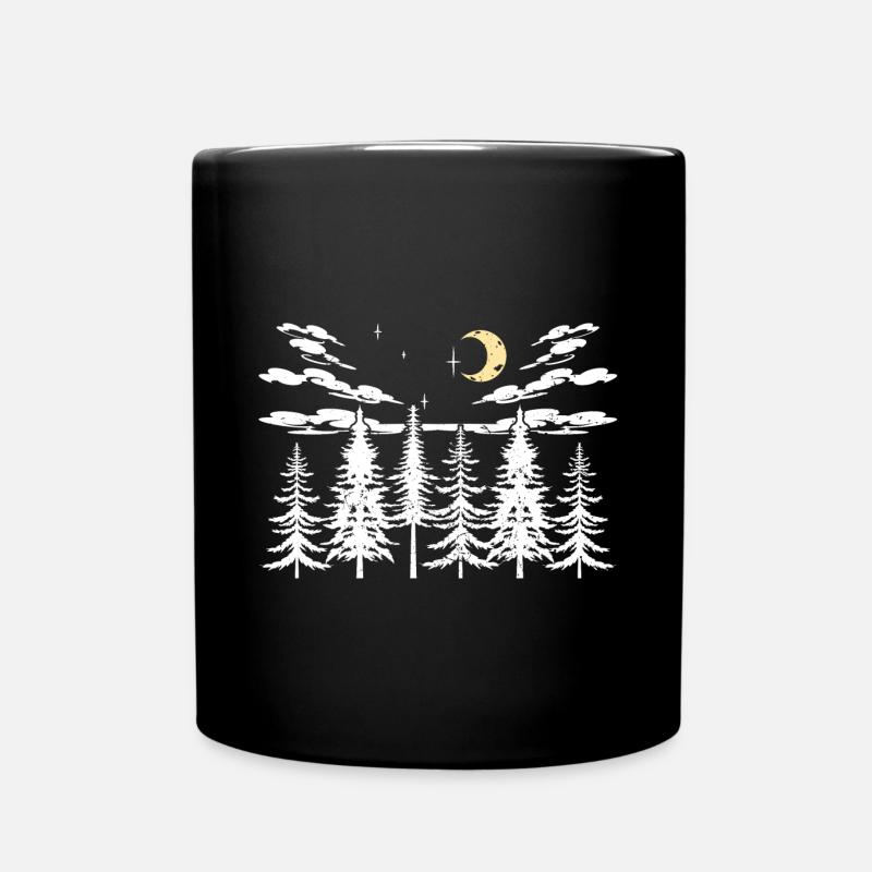 Halbmond Wald Bäume Geschenk Natur - Tasse einfarbig - Schwarz