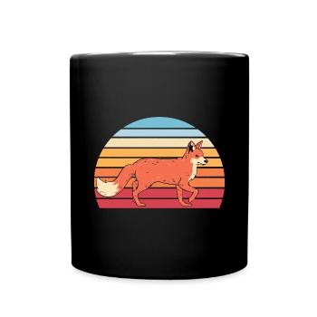 Retro Wald Tier Natur Waldbewohner Geschenk Fuchs - Tasse einfarbig - Schwarz - Vorne