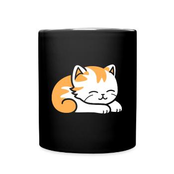 Baby Sleeping Cat - Full Colour Mug - black - Front