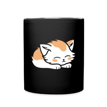 Baby Sleeping Cat - Full Colour Mug - black - Front