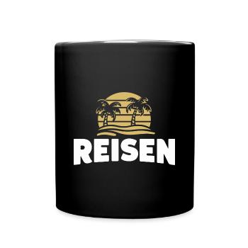 ReiseLust Weltentdecker Abenteuer Globus Liebe - Tasse einfarbig - Schwarz - Vorne
