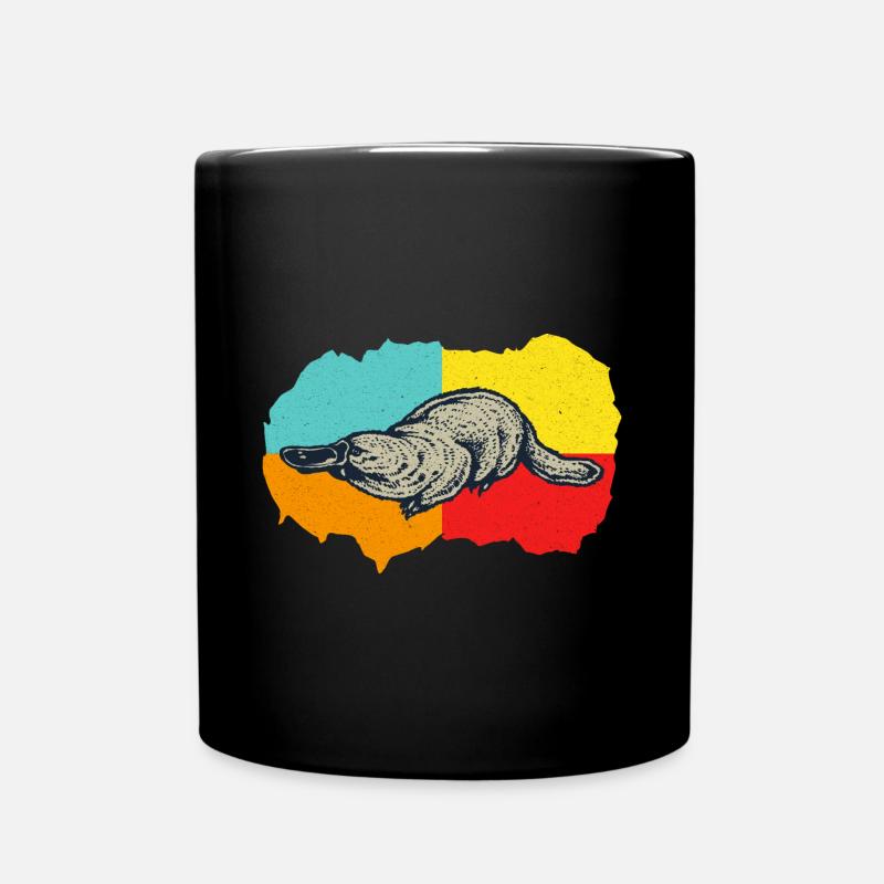 Retro Schnabeltier Vintage Platypus - Tasse einfarbig - Schwarz