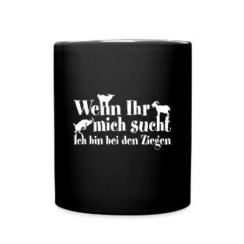 Bei meinen Ziegen | viele Ziegen - Tasse einfarbig - Schwarz - Vorne