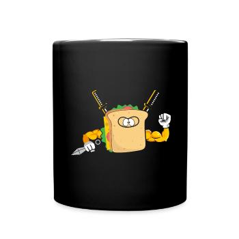 Sandwich Ninja Karate Warrior Japan Geschenk - Tasse einfarbig - Schwarz - Vorne