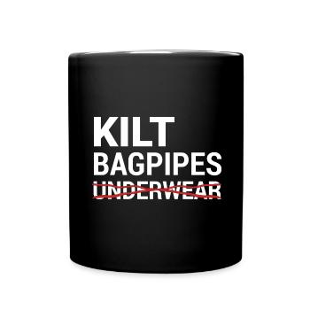 Kilt Dudelsack Unterwäsche Schottische Checkliste - Tasse einfarbig - Schwarz - Vorne