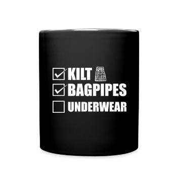 Kilt Dudelsack Unterwäsche Schottische Checkliste - Tasse einfarbig - Schwarz - Vorne