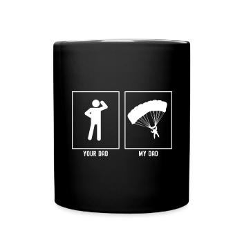 Dein Vater - Mein Vater - Gleitschirmfliegen Drehe - Tasse einfarbig - Schwarz - Vorne