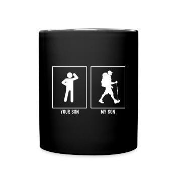 Ihr Sohn - Mein Sohn - Wandernder Mann - Tasse einfarbig - Schwarz - Vorne