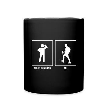 Ihr Ehemann - Ich - Wandernd Links - Tasse einfarbig - Schwarz - Vorne