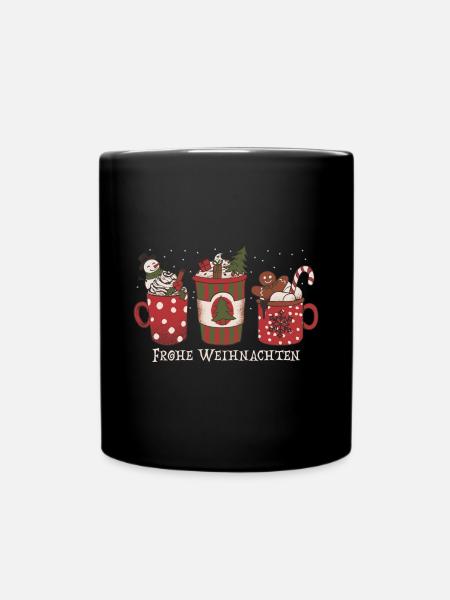 Lustiger Weihnachtsmann Kostüm Frohe Weihnachten - Tasse einfarbig - Schwarz