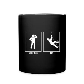 Dein Vater - Ich - Klettern am Seil - Tasse einfarbig - Schwarz - Vorne