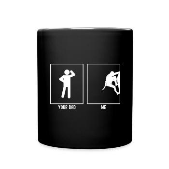 Dein Vater - Ich - Klettern an der Klippe - Tasse einfarbig - Schwarz - Vorne