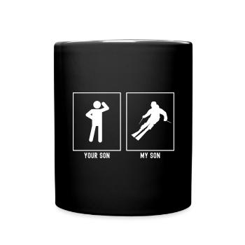 Ihr Sohn - Mein Sohn - Skifahren Experte - Tasse einfarbig - Schwarz - Vorne