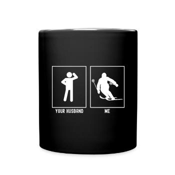 Your husband - Me - Skiing Professional Turn - Full Colour Mug - black - Front