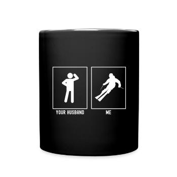 Your husband - me - Fast skiing - Full Colour Mug - black - Front