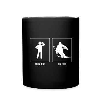 Dein Vater - Mein Vater - Skifahren Drehen - Tasse einfarbig - Schwarz - Vorne