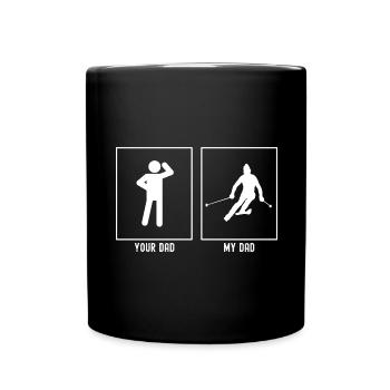 Dein Vater - Mein Vater - Professionelles Skifahre - Tasse einfarbig - Schwarz - Vorne
