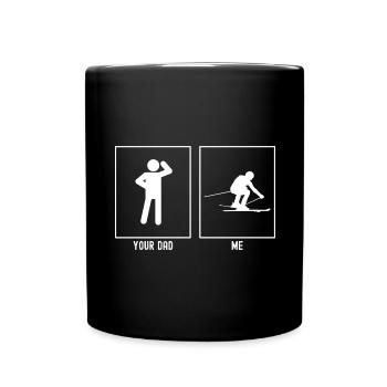 Dein Vater - Ich - Skihocke - Tasse einfarbig - Schwarz - Vorne