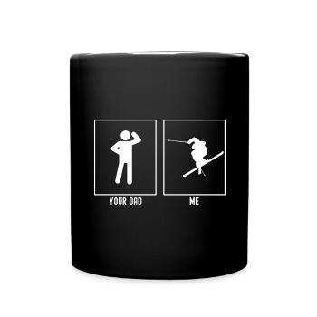 Dein Vater - Ich - Profi-Skifahren - Tasse einfarbig - Schwarz - Vorne