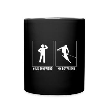 Ihr Freund - Mein Freund - Skifahren rechts - Tasse einfarbig - Schwarz - Vorne