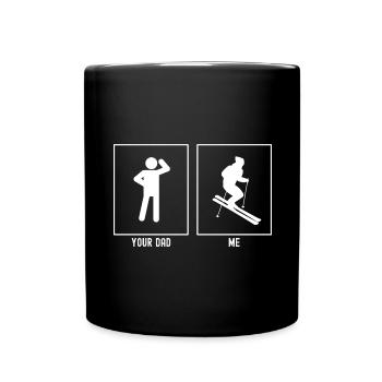 Dein Vater - Ich - Vorsichtiges Skifahren - Tasse einfarbig - Schwarz - Vorne