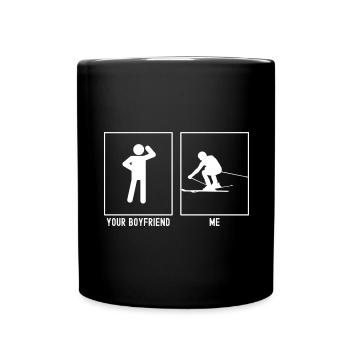 Your Friend - Me - Skiing Links Illustration - Full Colour Mug - black - Front