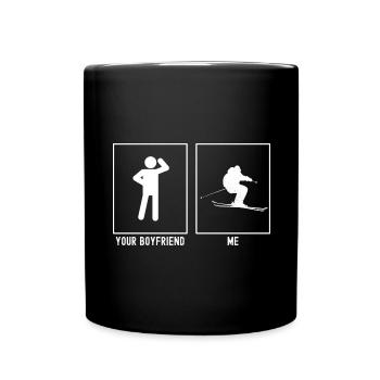 Ihr Freund - Ich - Skifahren schneller - Tasse einfarbig - Schwarz - Vorne