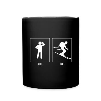 Sie - Ich - Skifahren Person - Tasse einfarbig - Schwarz - Vorne
