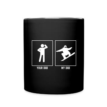 Dein Vater - Mein Vater - Snowboarding bergauf - Tasse einfarbig - Schwarz - Vorne
