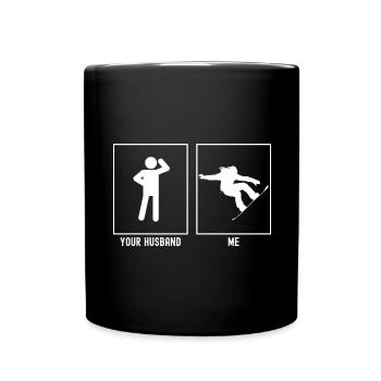 Ihr Ehemann - Ich - Snowboarding Sprung - Tasse einfarbig - Schwarz - Vorne