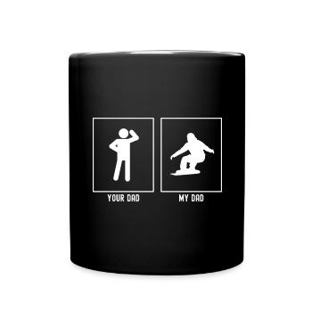 Dein Vater - Mein Vater - Snowboarding Zeichnung - Tasse einfarbig - Schwarz - Vorne