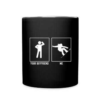 Your Friend - Me - Snowboarding Swinging Hair - Full Colour Mug - black - Front