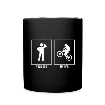Dein Vater - Mein Vater - Mountainbiking Mann Spru - Tasse einfarbig - Schwarz - Vorne