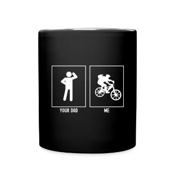 Dein Vater - Ich - Mountainbiking bergab - Tasse einfarbig - Schwarz - Vorne