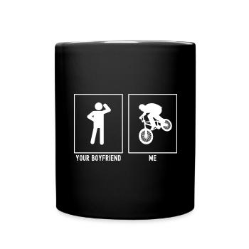 Dein Freund - Ich - Mountainbiking - Tasse einfarbig - Schwarz - Vorne