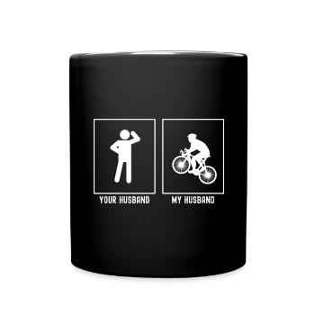 Your husband - My husband - cycling uphill - Full Colour Mug - black - Front