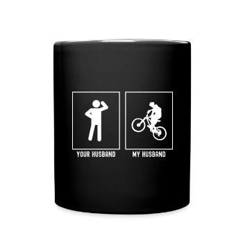 Ihr Ehemann - Mein Ehemann - Radfahren bergauf - Tasse einfarbig - Schwarz - Vorne