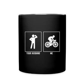 Ihr Ehemann - Ich - Radfahren Vektor - Tasse einfarbig - Schwarz - Vorne