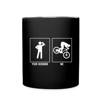 Votre mari - moi - descente à vélo - Mug uni - noir - Devant