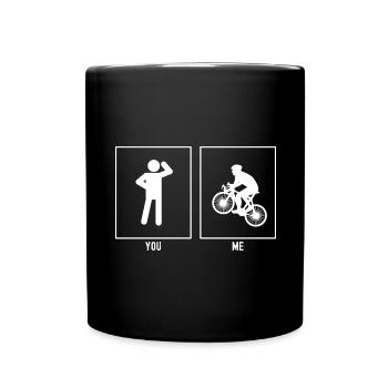 You - Me - Cycling uphill - Full Colour Mug - black - Front