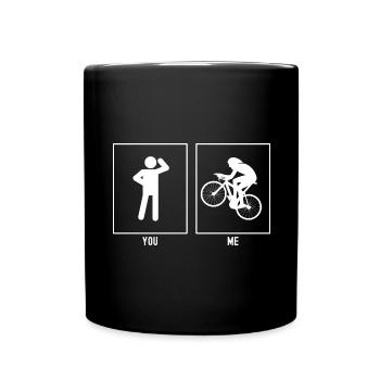 You - Me - Cycling uphill - Full Colour Mug - black - Front