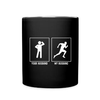 Votre mari - Mon mari - Exercice de course à pied - Mug uni - noir - Devant
