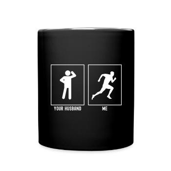 Ihr Ehemann - Ich - Laufen nach rechts - Tasse einfarbig - Schwarz - Vorne