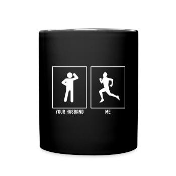 Votre mari - moi - entraînement de course à pied - Mug uni - noir - Devant