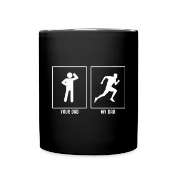Dein Vater - Mein Vater - Laufen Sprint - Tasse einfarbig - Schwarz - Vorne
