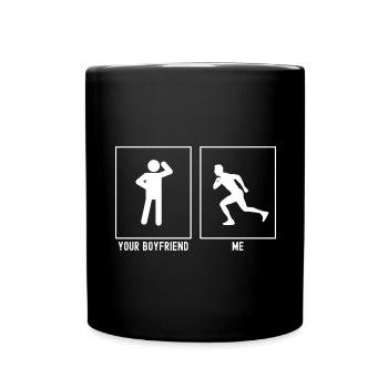 Dein Freund - Ich - Laufende Aktivität links - Tasse einfarbig - Schwarz - Vorne