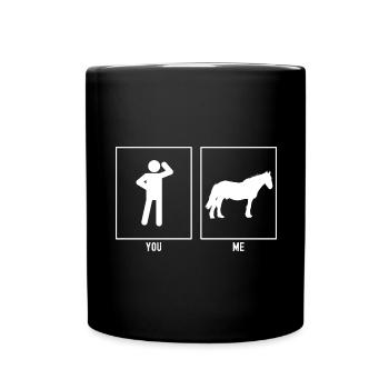 You - Me - Horse Illustration - Full Colour Mug - black - Front