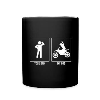 Dein Vater - Mein Vater - Motorrad ohne Hände - Tasse einfarbig - Schwarz - Vorne