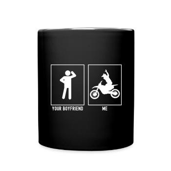 Your friend - Me - Motorcycle No-Hands - Full Colour Mug - black - Front