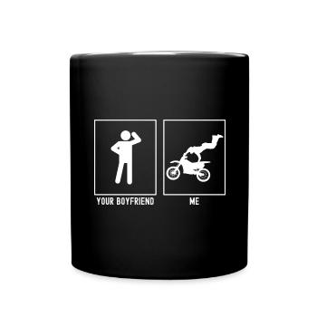 Dein Freund - Ich - Motorrad Extrem - Tasse einfarbig - Schwarz - Vorne